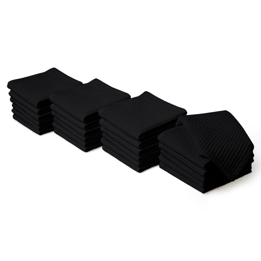 Waffle Weave Face and Hand Towels Set of 24, 12"x12" Quick Dry Black Washcloths for Bathroom, Gym, Kitchen, Travel-image-OPC-PJXCJJJ-NEW