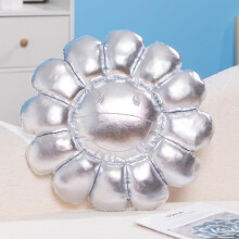 Silver Flower Pillow 16.53 Inch Sunflower Plush Pillow Soft Smiley Face Flower Cushion Cute Daisy Room Decor