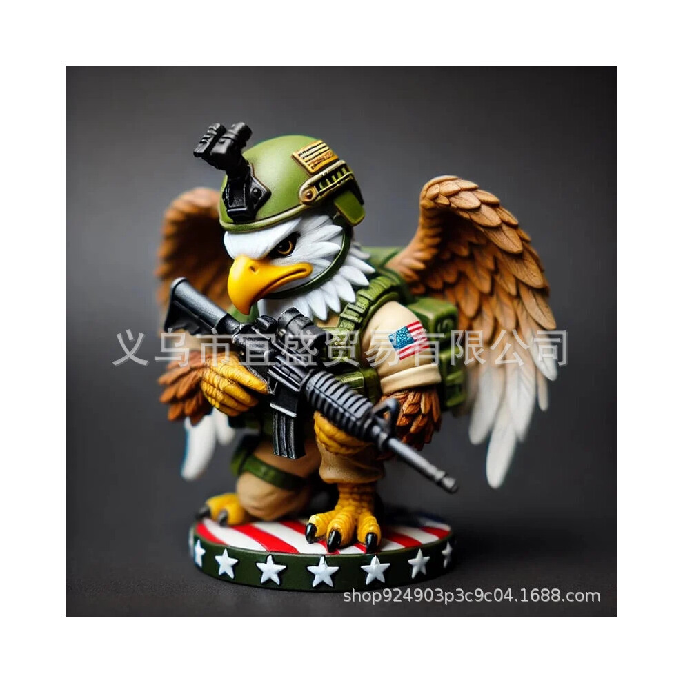 (American Eagle Soldier Figurine Style B) American Eagle Soldier Figurine Decoration, Creative Eagle General Figurine Design, Resin Craft Ornament