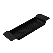 Bath Caddy Tub Table with Draining Design, Black Bathtub Tray for Relaxation and Storage, Adjustable Size
