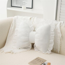 Bow Pillow Decorative Bow Shaped Pillow Soft Plush Throw Pillow for Sofa Lumbar Car Backrest Cushion White