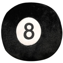 Billiard Ball Throw Pillow 13.7 Inch Black 8-Ball Soft Plush Cushion for Home Decor and Pool Table Accessories