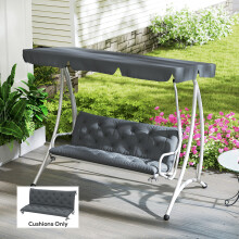 Outsunny 3 Seater Garden Bench Cushion Outdoor Seat Pad with Ties Dark Grey