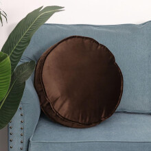 Plush Round Pillow - Soft Brown Velvet Decorative Cushion for Stylish Home Decor and Comfort