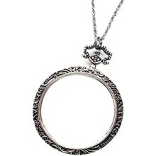 10X Magnifiers Necklace with 40mm Glass Lens Pendant for Portable Reading, Crafts, and Book Loupe Monocle
