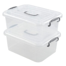 8 L Small Latch Storage Box, Clear Plastic Organizing Bins with Lids, 2 Packs, Ideal for Home and Office Organization