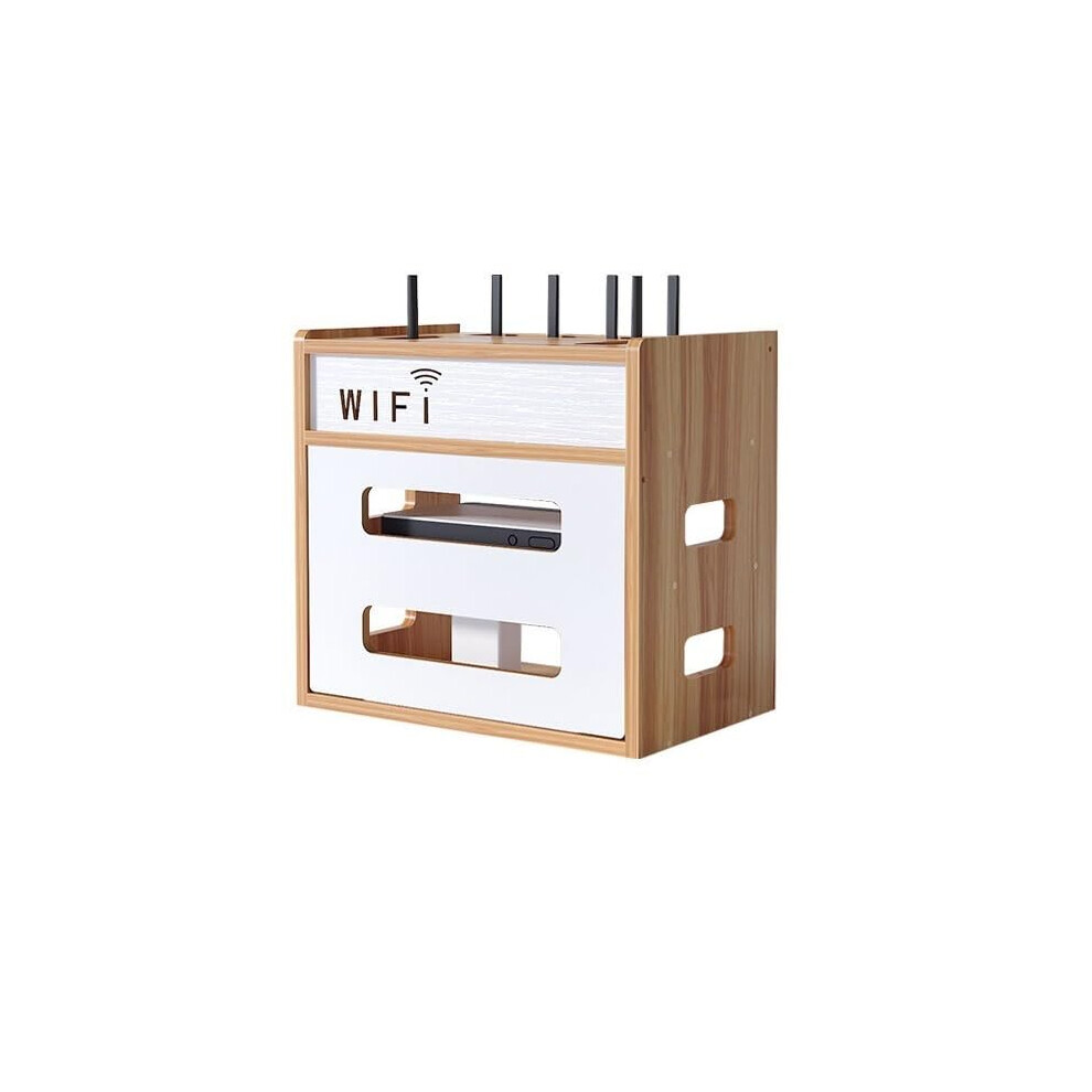 Wireless WiFi Router Storage Box Wooden TV Cabinet for Set-top Box with Cable Management and Light Feature (Color: 1)-image-OPC-PJXCKYZ-NEW