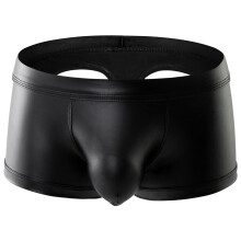 Men's Briefs and Boxer Shorts Latex-Like Wetlook Shorts Underpants Patent Leather Thong Lingerie Sexy Black Size L