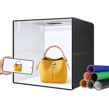 50cm Foldable LED Light Box Photo Studio with 3 Lighting Modes, 10 Brightness Levels, 12 Color Backgrounds for Indoor Photography