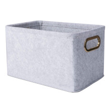 Collapsible Storage Bins Foldable Felt Fabric Organizer Boxes with Metal Handles for Nursery Toys, Kids Room, Light Grey 15.9L11W9.8H