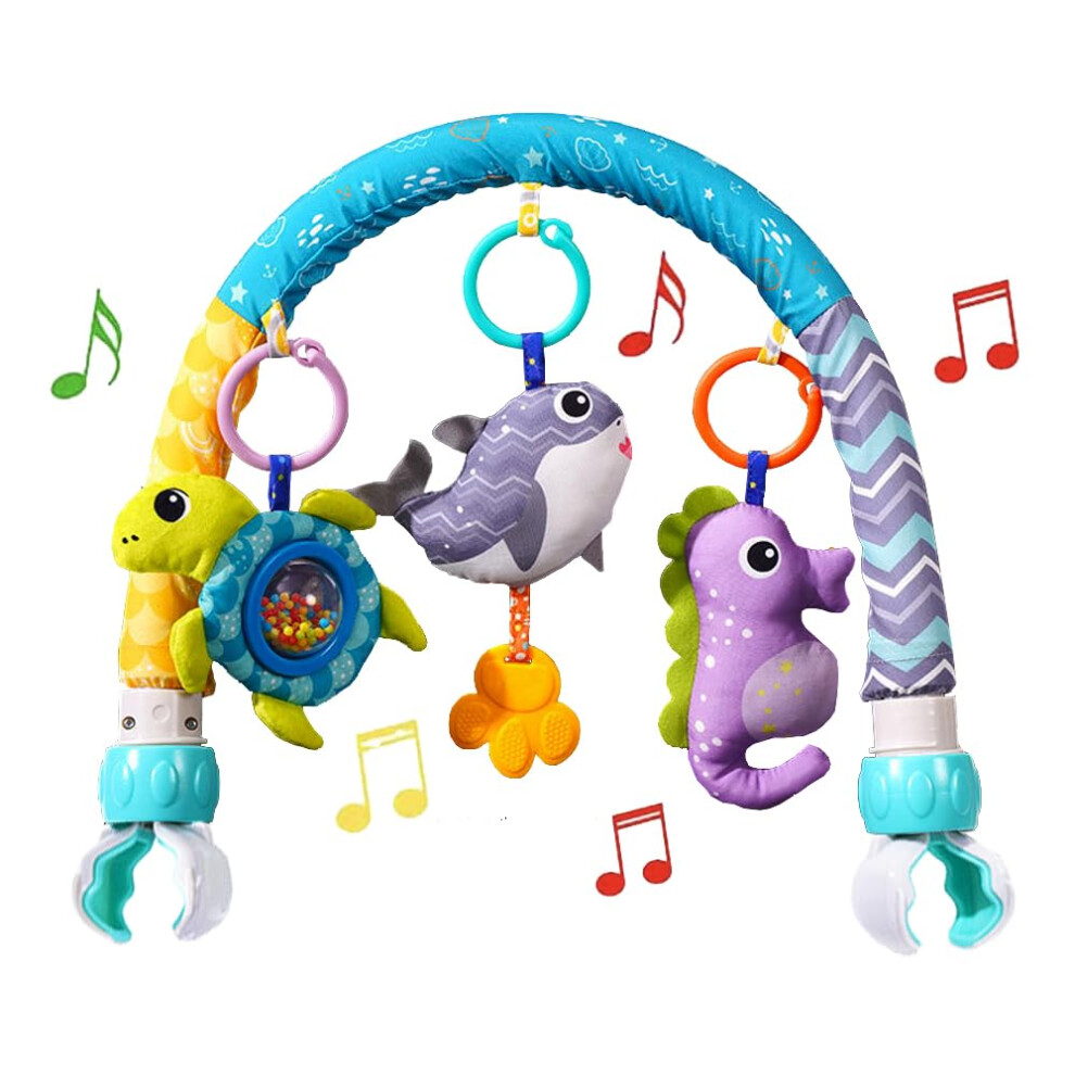 Baby Stroller Arch Toys Adjustable Bassinet Mobile with Universal Clamp, Infant Activity Toy Bar for Newborns 0-12 Months