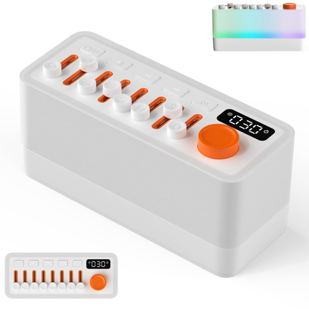 Customized Noise Sleep Speaker With Bluetooth, Portable Travel Sound Machine, Rgb Night Lights And Timers White