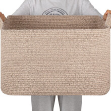 95L Large Storage Basket, Cotton Rope Woven Toy Organizer for Baby Room and Living Room, 24" x 16.9" x 14.2", Brown