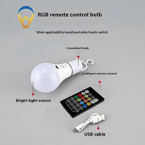 E27 RGB Rechargeable Light Bulb with Remote Control and Timer Dimmable Touch Control 2700 1