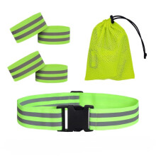 Adjustable Reflective Running Safety Vest with Shoulder Straps, 2 Pack Reflective Wristbands, Storage Bag for Night Running and Cycling