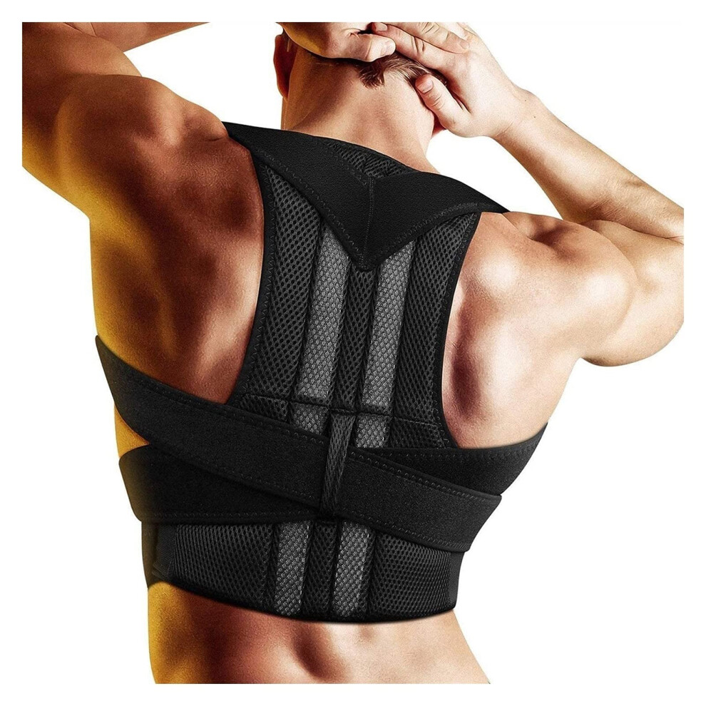 Back Brace Belt Posture Correction for Men and Women, 4XL Lumbar Support Pad with Shoulder Straightener for Elderly