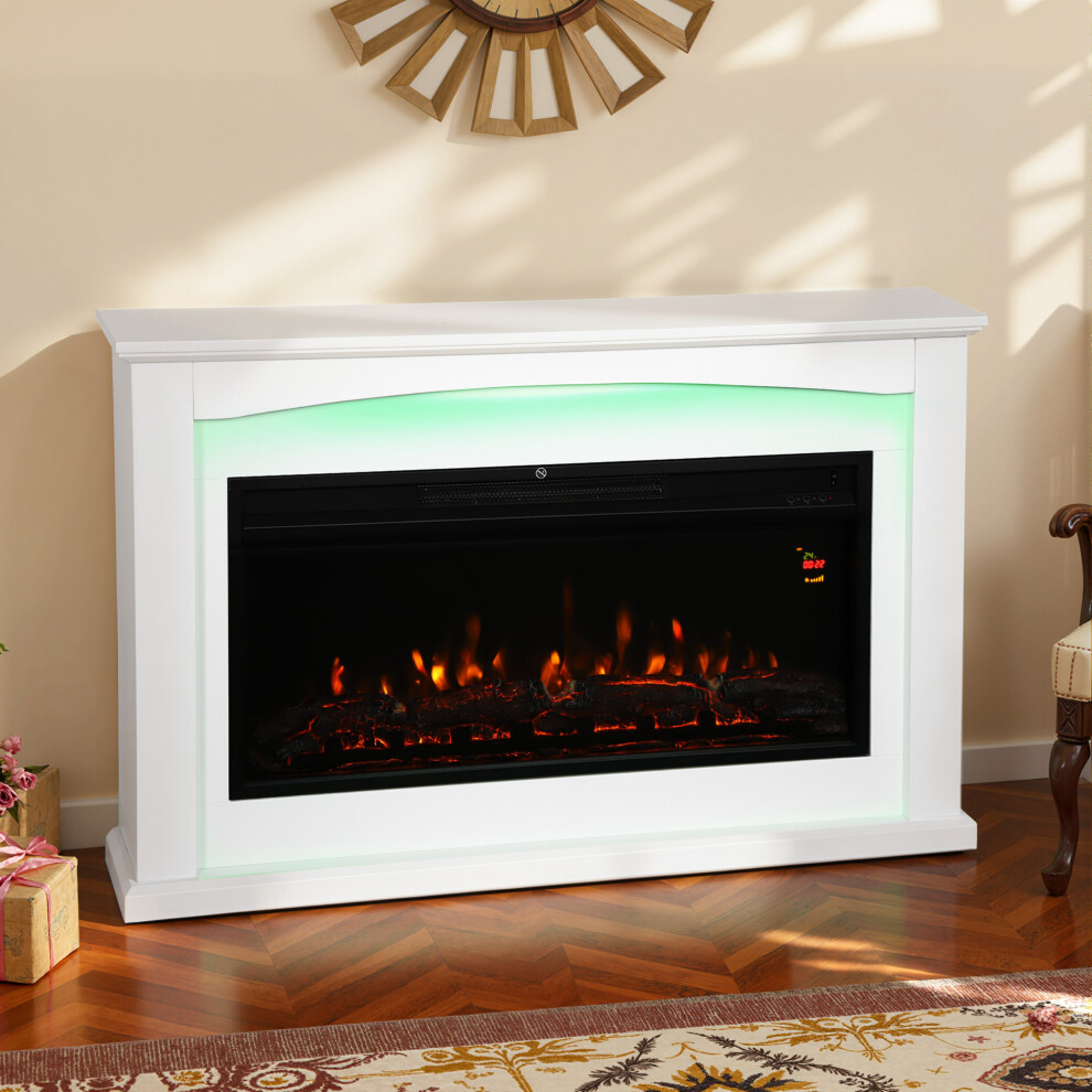 Homcom 1000W/2000W Inset Electric Fire And Mantel Reach Up To Mâ², White Size 30