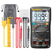 AN8009 Digital Multimeter 9999 Counts Auto Range AC/DC Voltmeter Ammeter Ohm Transistor Tester Black with Backlight