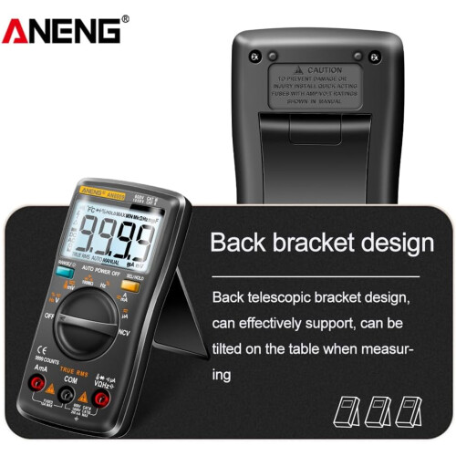 AN8009 Digital Multimeter 9999 Counts Auto Range AC/DC Voltmeter Ammeter Ohm Transistor Tester Black with Backlight 1