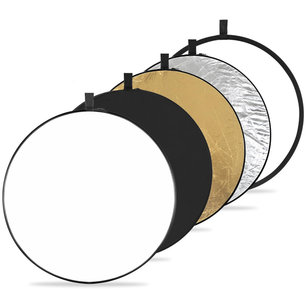 5-In-1 Reflector 22" Photography Diffuser Collapsible Portable For Studio Outdoor White Black Translucent Light/Gold/Silver 6482260890715