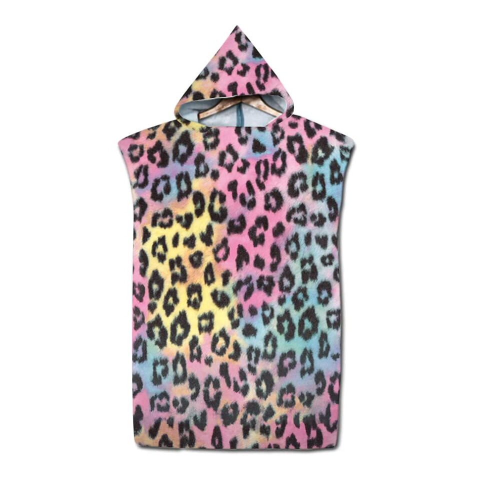 3D Badeponcho Surfponcho Microfiber Towel with Hood for Adults Kids, Quick-Dry Leopard Beach Towel 75x110cm-image-OPC-PJXCR2D-NEW
