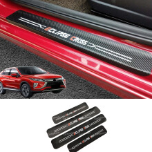 För Mitsubishi Eclipse Cross Car Leather Trim Protector Plate Sticker Auto Accessories Door Sill Pedal Carbon Fiber Texture 2023