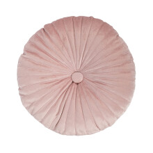 Pleated Pumpkin Round Throw Pillow, Velvet Decorative Cushion for Sofa, Bed, Car, Solid Color Pink, 18-Inch