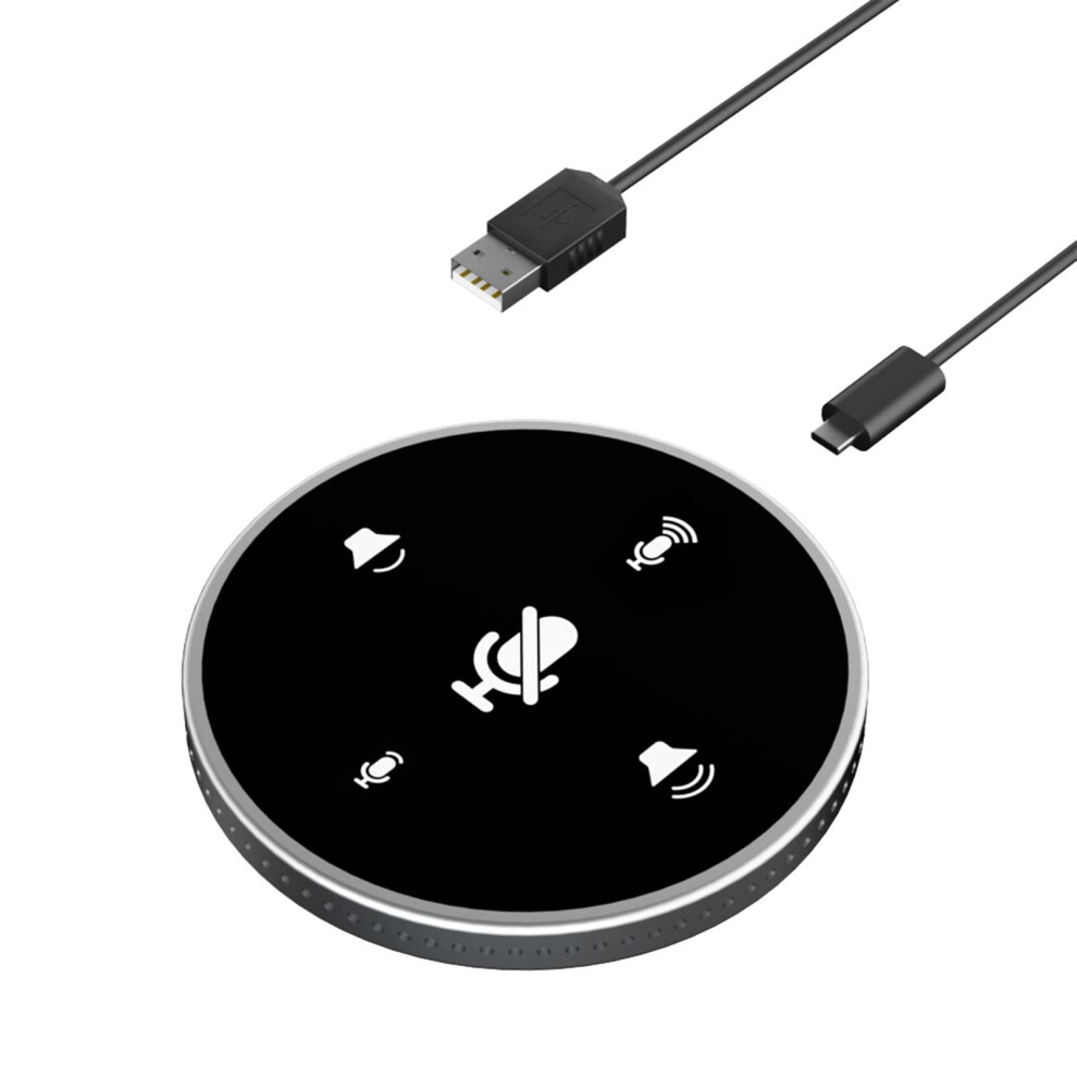 Desk Usb Conference Speakerphone Microphone Omnidirectional Condenser Mic With Mute Function For Windows Pc, Black 6447073875915
