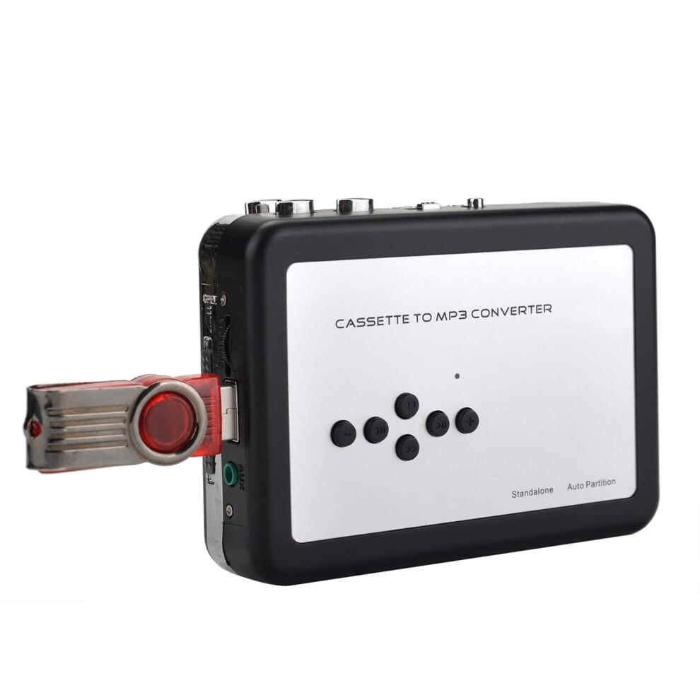 Cassette Tape Player Portable Digital Converter With Headphone Playback, Converts Audio Cassette To Mp3, Dual Power Supply 6038364502223