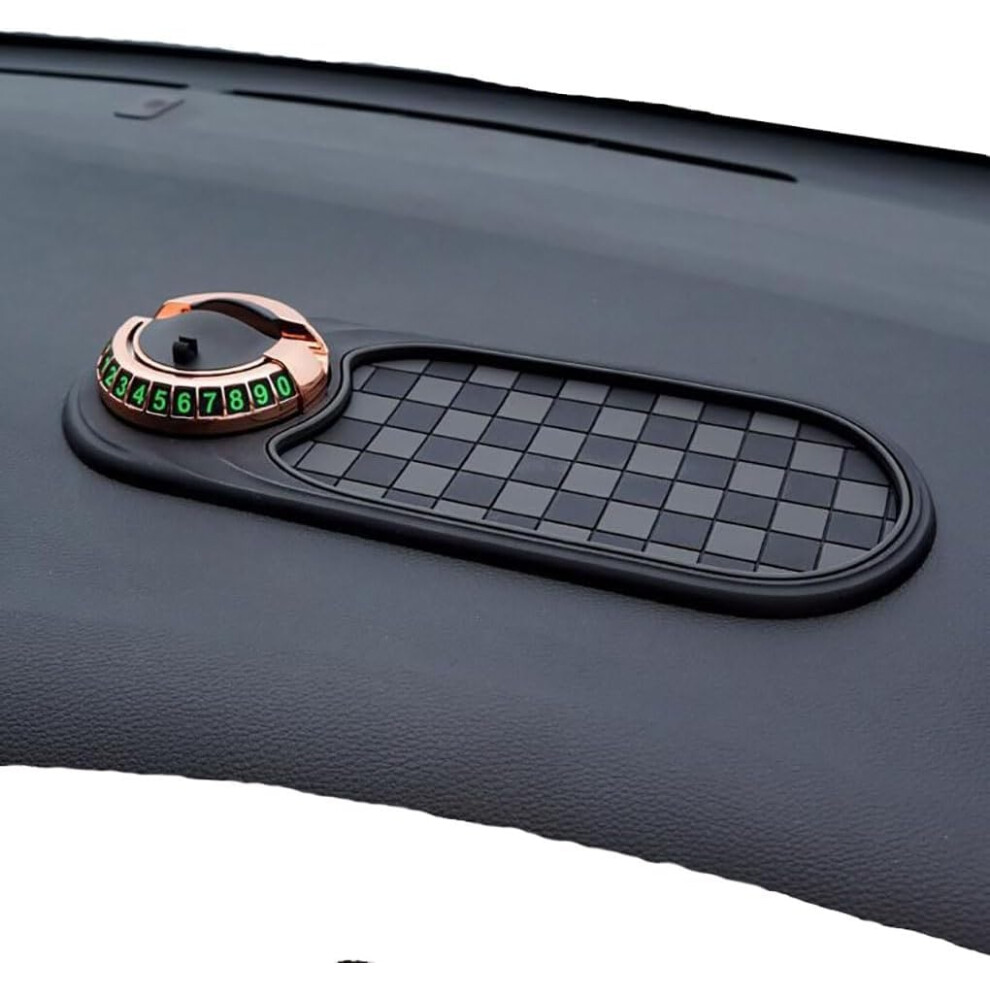Multifunctional Vehicle-Mounted Anti-Slip Mat With Rotatable Dashboard Phone Holder, Temporary Parking Number, Black 6447073876219
