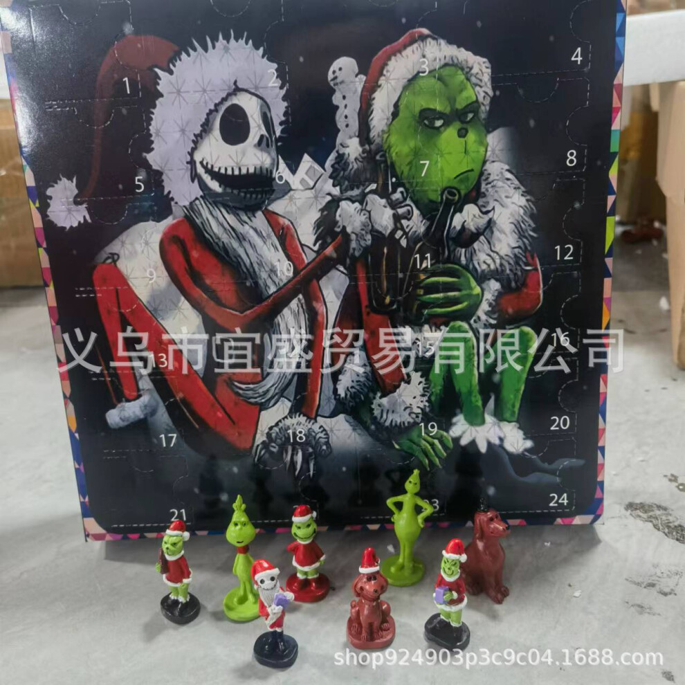 (Christmas Grinch Horror Blind Box Model A, PVC Version) Christmas Grinch Blind Box Green Monster Horror Countdown Christmas Blind Box Decorative Figu-image-OPC-PJXCV6N-NEW