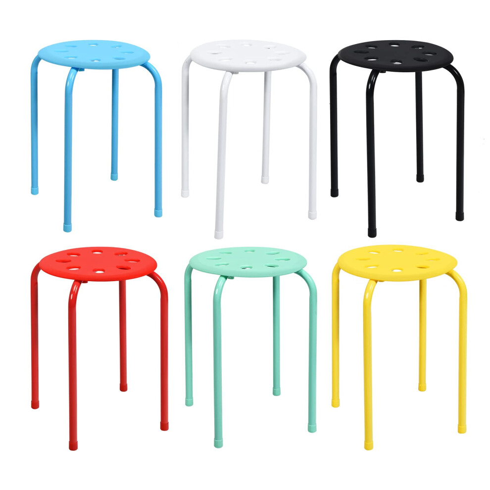 6-Pack Plastic Stack Stools, 17.5-Inch Backless Colorful School Stools with Metal Frame for Kids, Portable & Stackable-image-OPC-PJXCVVQ-NEW