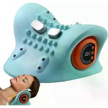 Neck massager, neck stretcher, EMS, neck pain relief, neck support for neck relaxation, portable, blue