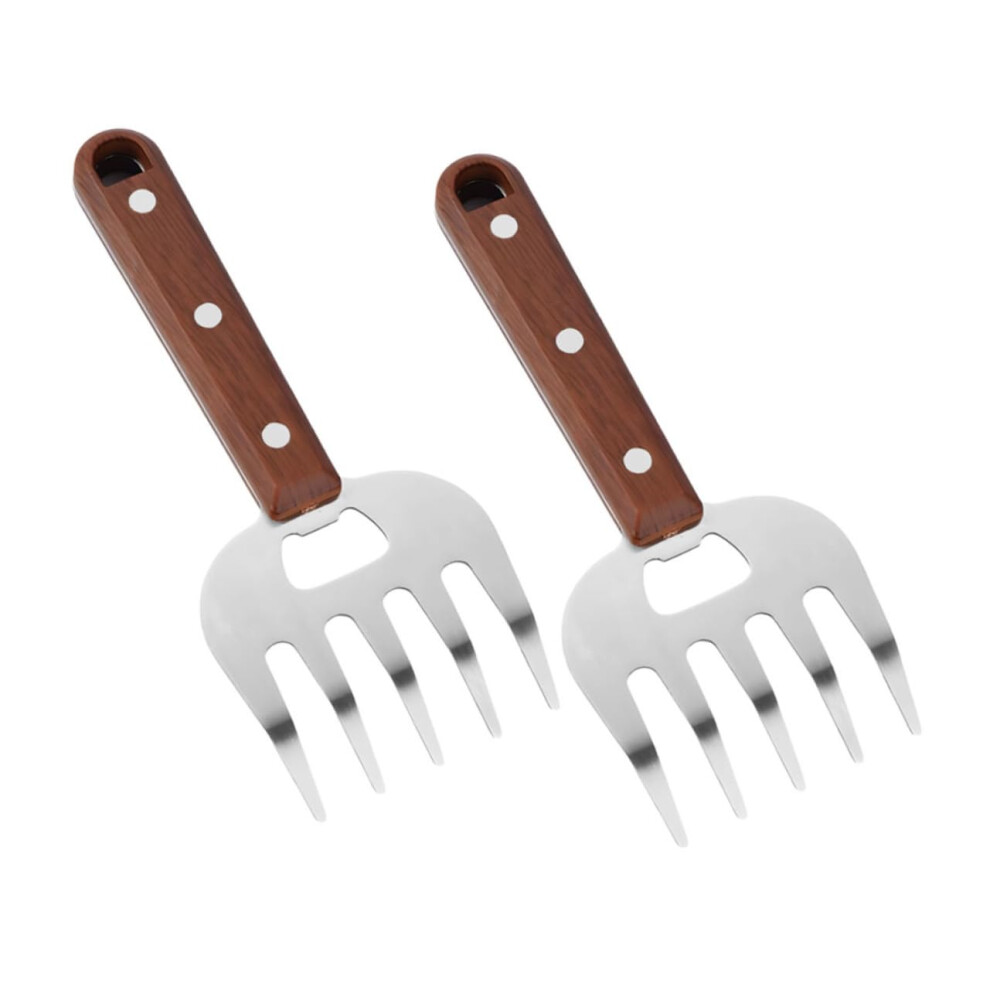 Set of 2 Stainless Steel Meat Chopping Claws with Wooden Handle for Shredding Pork and BBQ Cooking-image-OPC-PJXCWBT-NEW