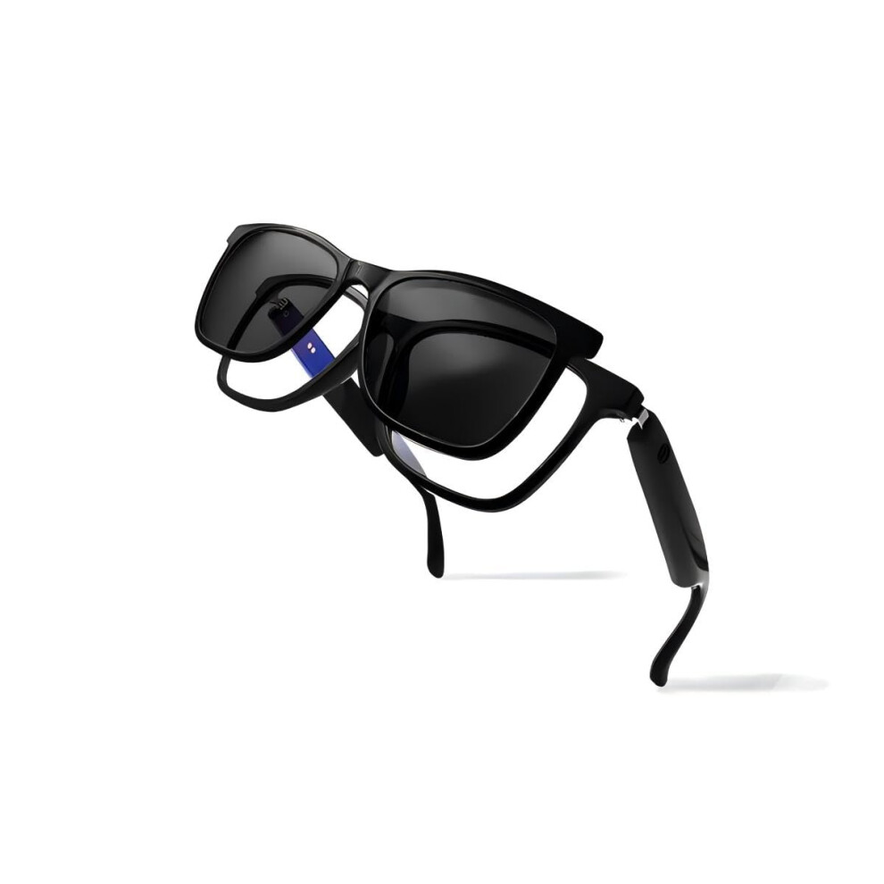 Smart Glasses Tooth With Blocking Lenses, Built-In Microphone, Speaker, Touch And Voice Assistant Functions Blue/Light/Black 6447073877056