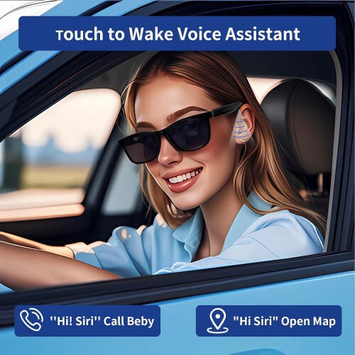 Smart Glasses Bluetooth with Blue Light Blocking Lenses, Built-in Microphone, Speaker, Touch and Voice Assistant Functions Black 1