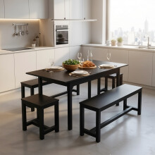 5-Piece Extendable Dining Table Set in Black