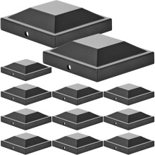 3" x 3" Square Black Aluminum Fence Post Cap - 6 Pack Metal Post Cover, Pressure Fit for Aluminum Fence Posts