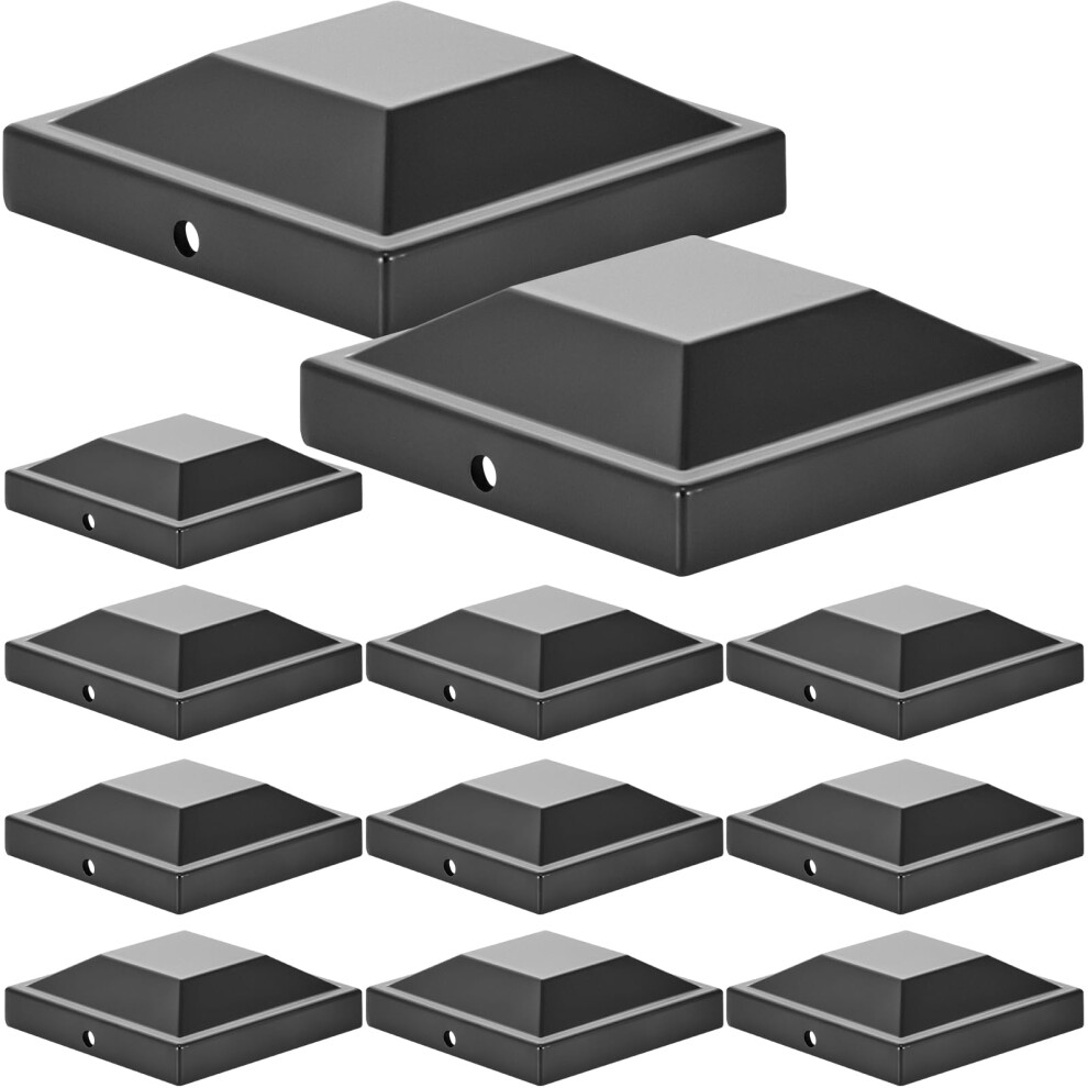 3" X 3" Square Black Aluminum Fence Post Cap - 6 Pack Metal Post Cover, Pressure Fit For Aluminum Fence Posts 6447073877667