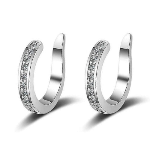 (Silver) Fixura Ear Clips, Pierceless Ear Cuff, Thin Chunky Ear Cuffs Non Piercing