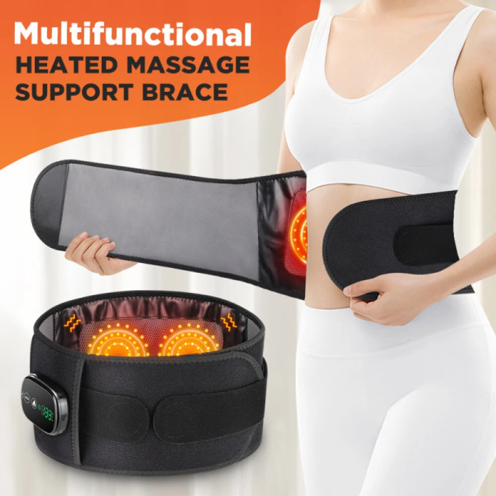 Heated Massager Belt For Pain Relief, Therapy Massage Belt Vibration Red/Light