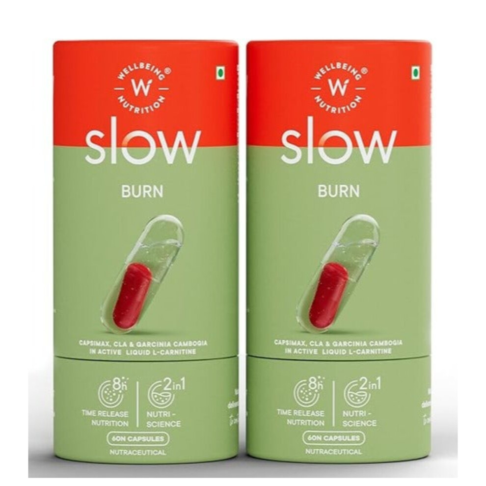 Wellbeing Nutrition Slow | Fat Burner for Men & Women | Metabolism, Energy & Endurance - 60 Capsules, Pack of 2)