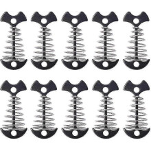 10pcs Deck Plank Board Tent Stakes,fishbone Deck Anchor Pegs with Spring Buckle for Outdoor Camping Hiking,black