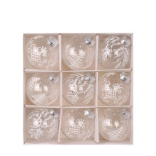 (White) 9 pcs Christmas Balls Christmas Home Decoration