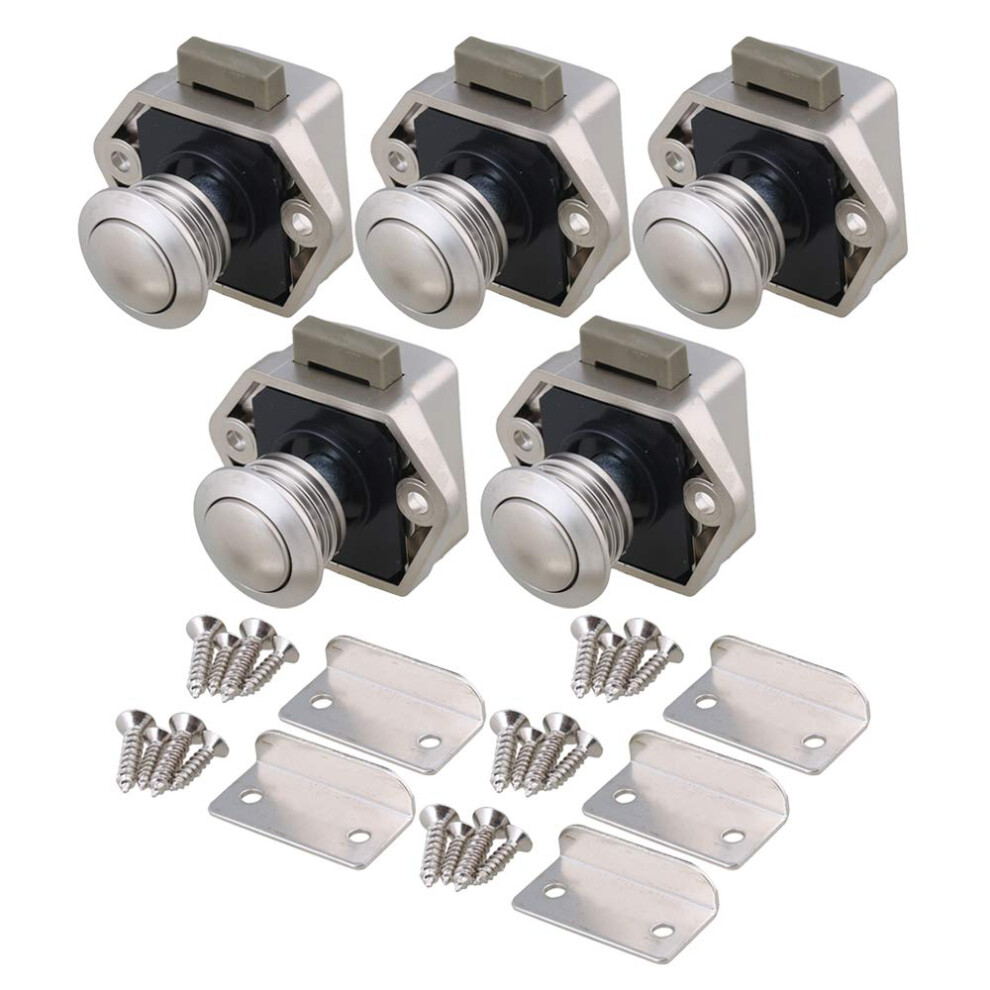 Push Button Keyless Locks Latch Knob For Cabinet Doors 2Cm Mounting Hole Set Of 5 For Rv Drawer Thickness 1.5-1.8Cm 6947110390093