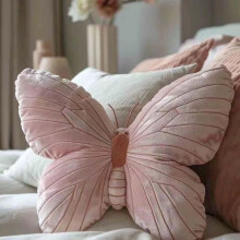 Butterfly Throw Pillow 11.8"x11.8" Pink Glitter Velvet Cushion Decorative Animal Pillow for Couch Living Room Bed