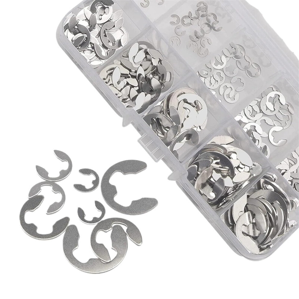 Stainless Steel E Circlip Snap Ring Washer Kit 200Pcs 1.5-10Mm External Retaining Rings Assortment Set 6038364504722