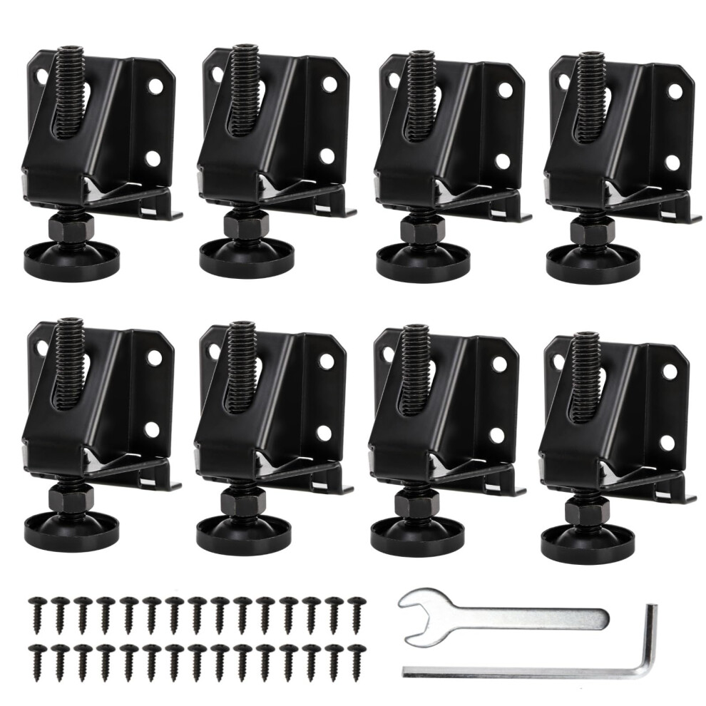 8 Pack Heavy Duty Adjustable Furniture Leg Levelers With Screws, Lock Nuts, Wrench For Tables, Cabinets, And Workbenches 6947110390611