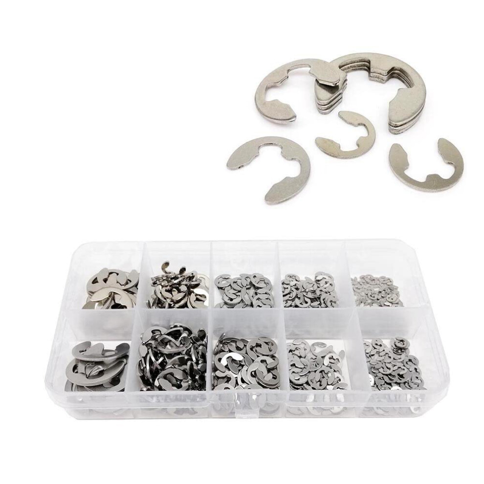580Pcs Snap Circlip Washer Assortment Kit 10 Sizes 1.5-10Mm Black Stainless Steel External Retaining Rings 6447073878596