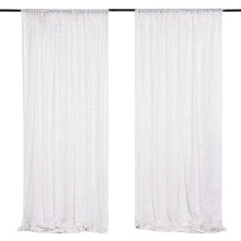 White Sequin Backdrop Curtains 2 Panels 4FT x 8FT Glitter White Drapes for Wedding Party Baby Shower Photography Decor